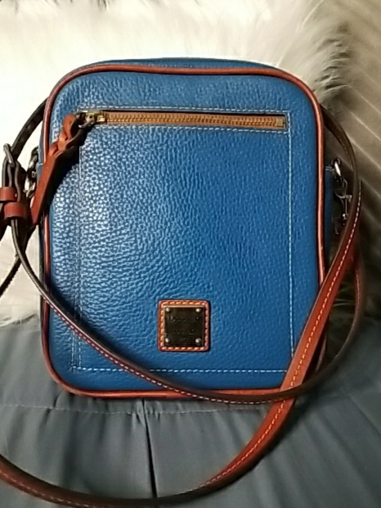 Dooney & Bourke Other - Dooney & Bourke Blue Pebbled Leather Crossbody with Brown Trim